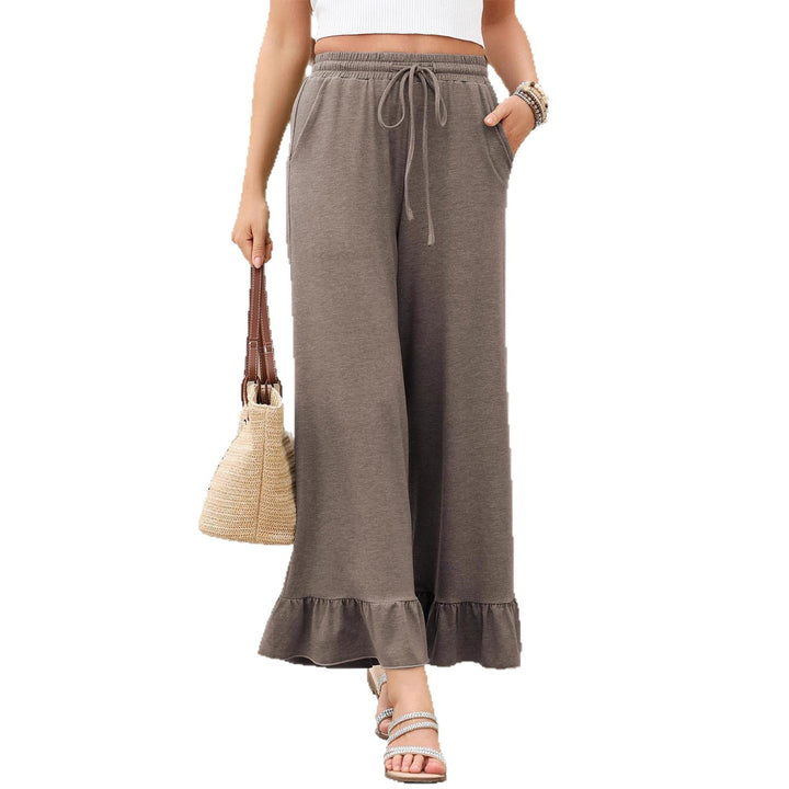 Damen Weite Sommerhose mit Rüschensaum Drune