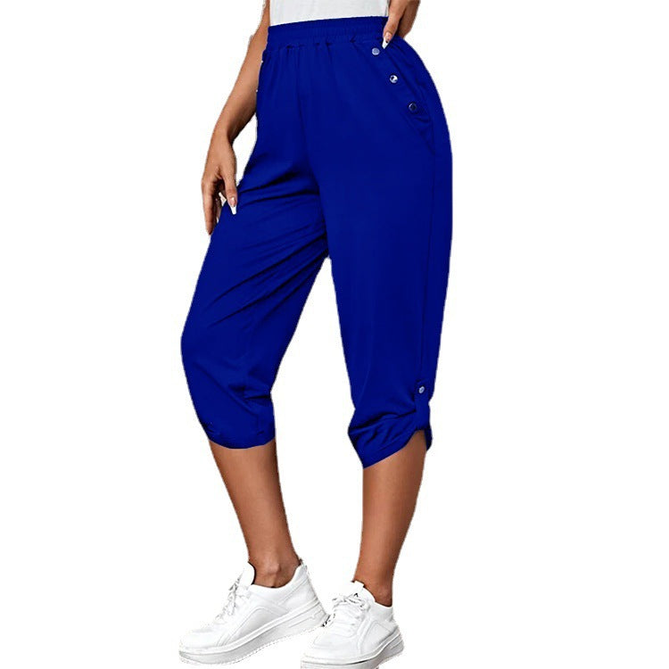 Damen Bequeme Culotte-Hose mit dekorativen Knopfdetails Drune
