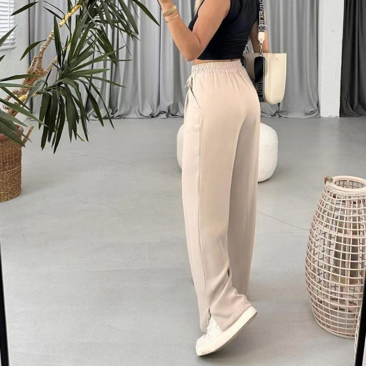 Damen Weite Freizeithose mit elastischem Bund und verstellbarem Kordelzug Drune