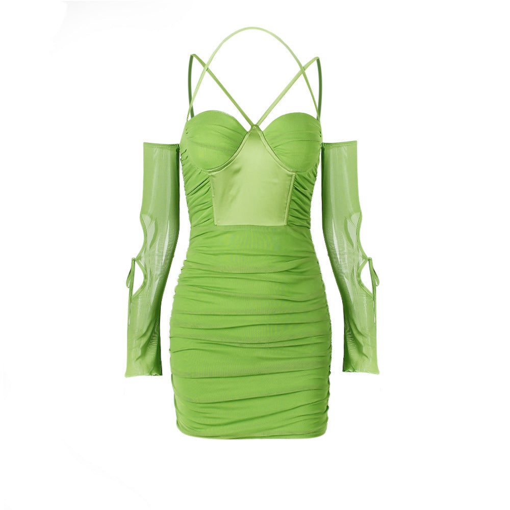 Damen Figurbetontes Cocktailkleid mit langen Ärmeln Drune