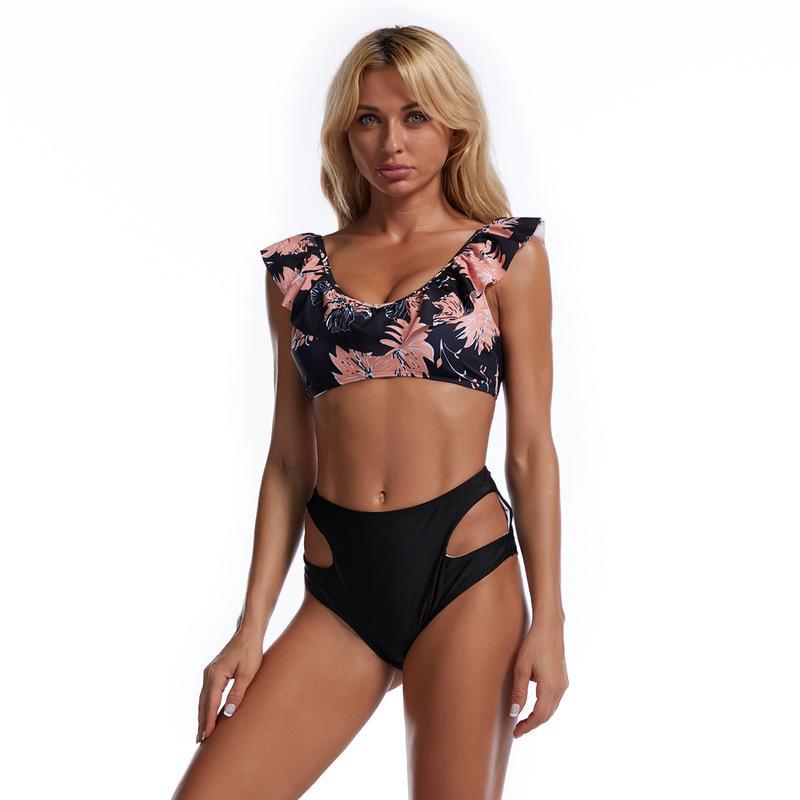 Damen Bikini-Set mit verspieltem Rüschendesign und hohem Hüftschnitt Drune