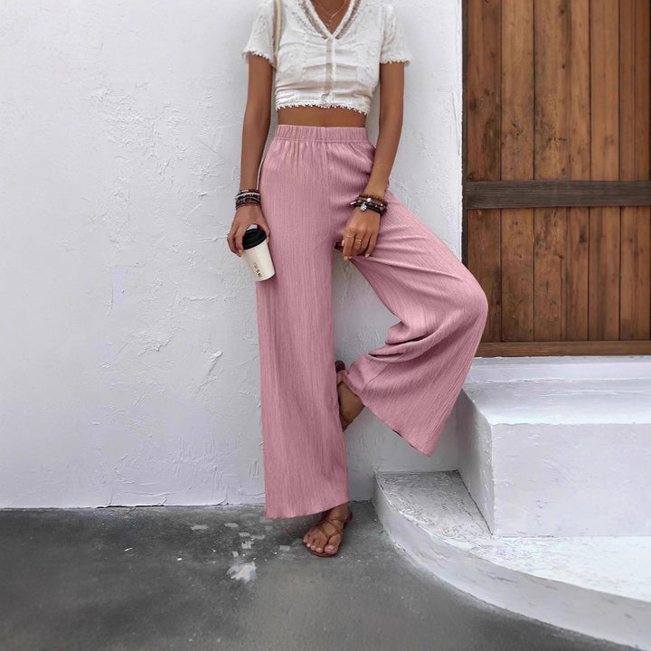 Damen weite Lounge-Hose mit elastischem Bund und Plissees Drune