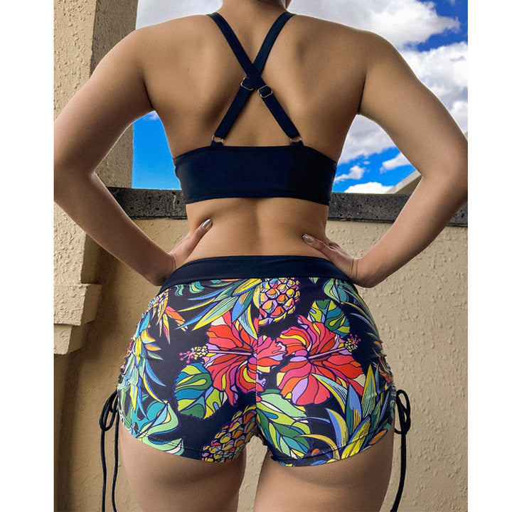 Damen Sportliches Bikini-Set mit anpassbarem Oberteil und bunten Shorts Drune