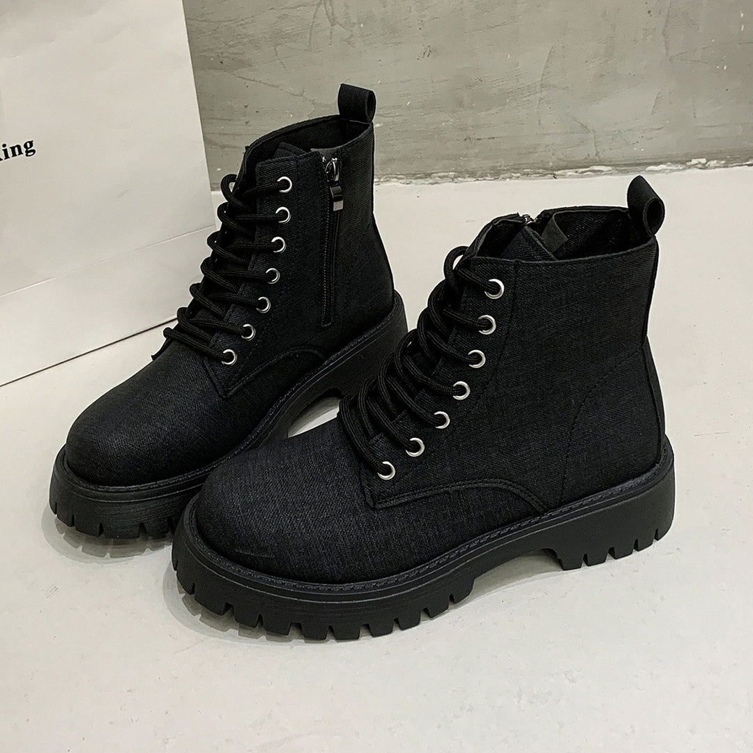 Damen nan robuste Schnür-Boots mit tiefem Profil, gepolstertem Komfortfußbett und seitlichem Reißverschluss Drune