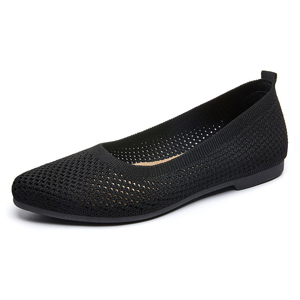 Damen nan atmungsaktive gestrickte Ballerina-Slipper mit flexibler rutschfester EVA-Sohle Drune