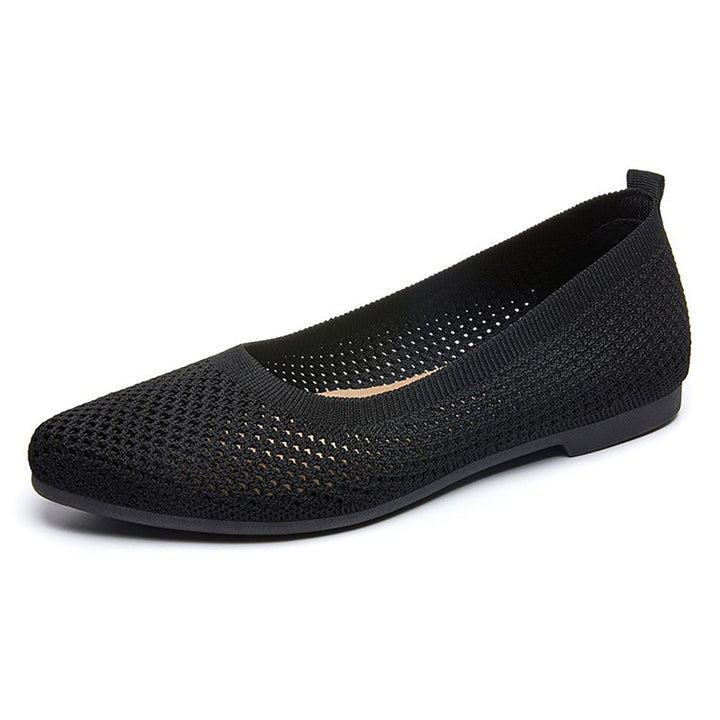 Damen nan atmungsaktive gestrickte Ballerina-Slipper mit flexibler rutschfester EVA-Sohle Drune