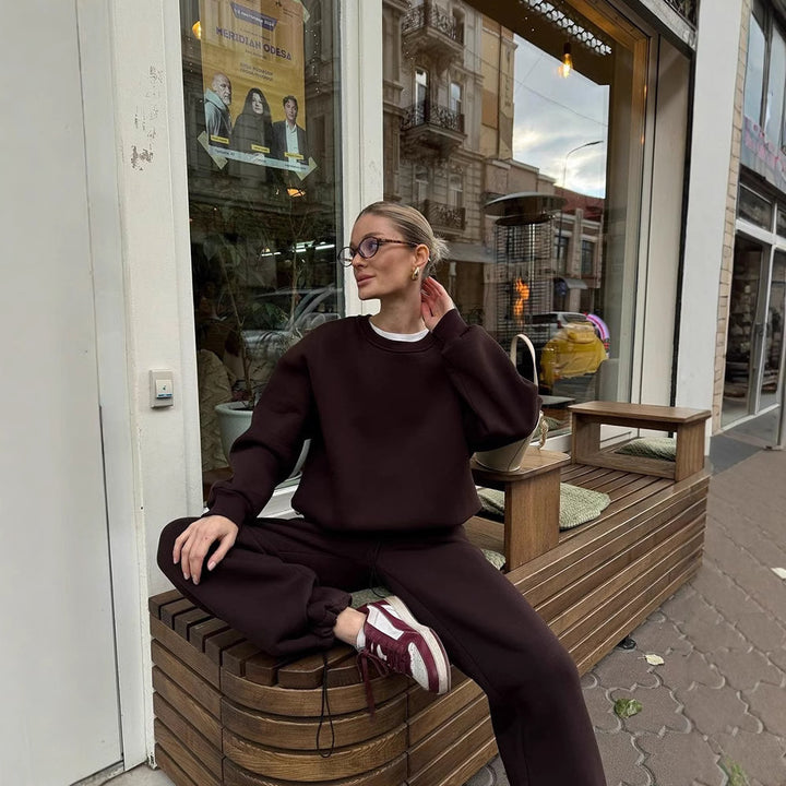 Damen Bequemes Sweatshirt und weite Jogginghose Set Drune
