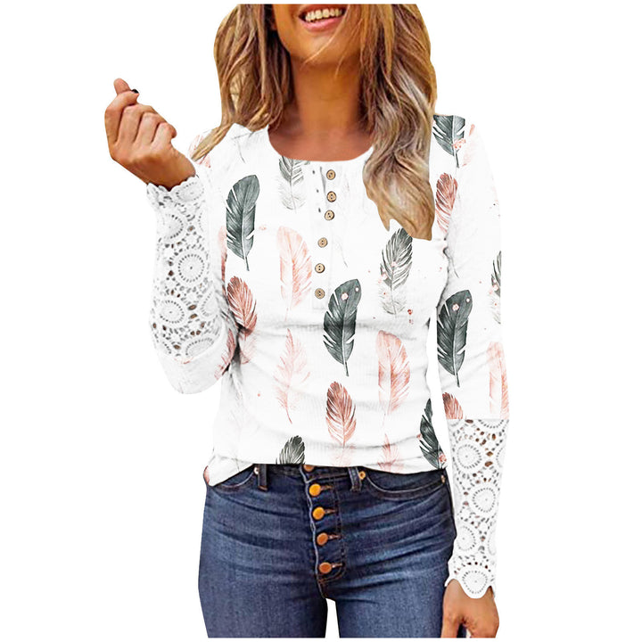 Damen Modisches Langarmshirt mit Spitzenärmeln Drune