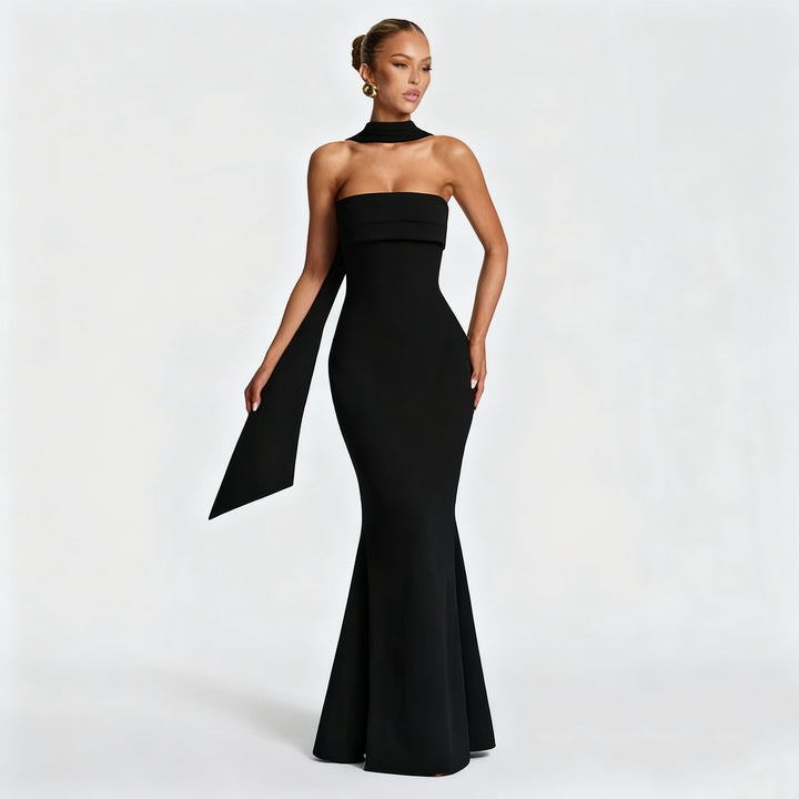 Damen Abendkleid mit eleganter Schleppe Drune