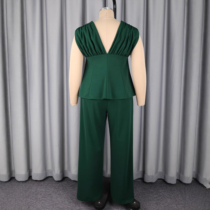 Damen elegantes Jumpsuit mit tiefem V-Ausschnitt und auffälligen Knopfdetails Drune