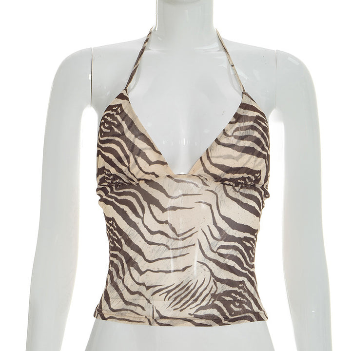 Damen Halter-Top mit exotischem Tiermuster und figurbetontem Schnitt Drune