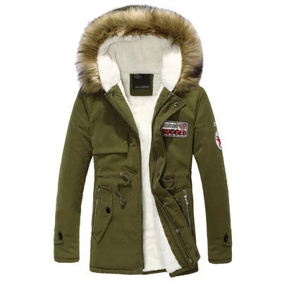 Herren stylische Winterjacke mit abnehmbarer Kapuze Drune