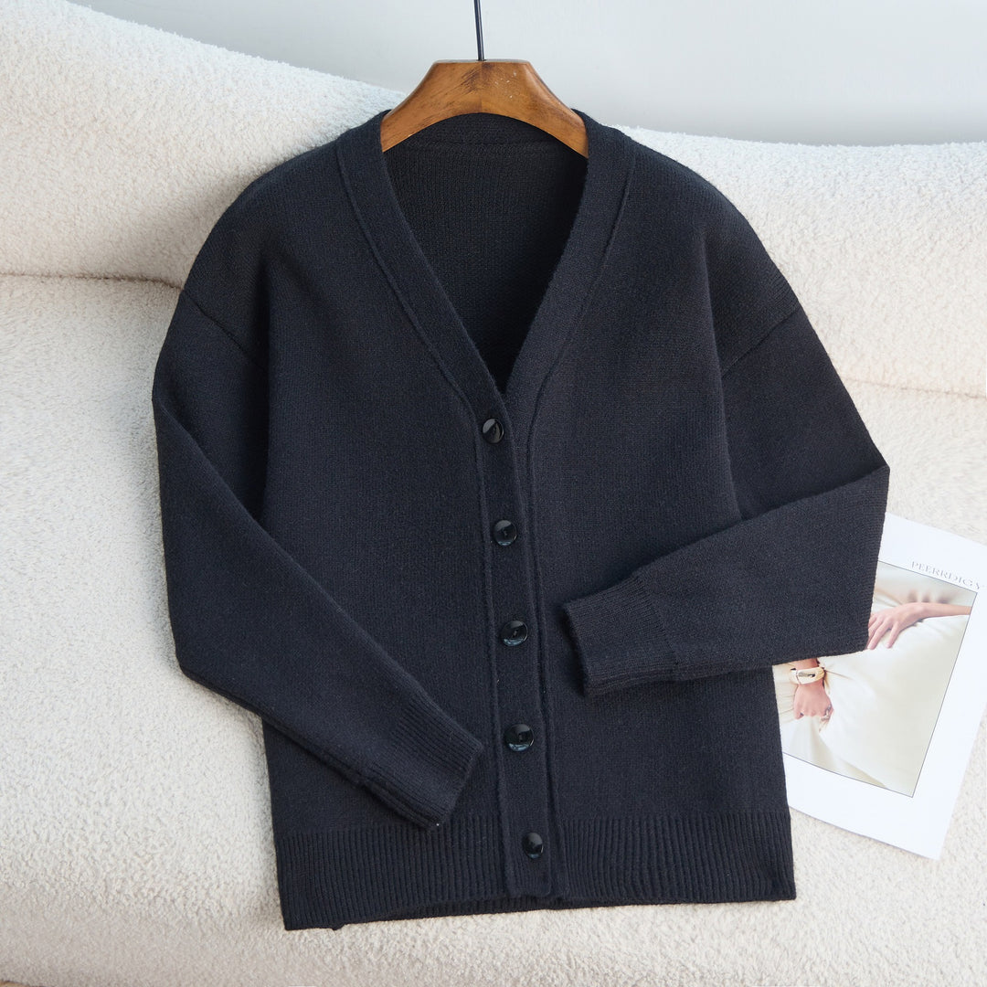 Damen Strickjacke mit V-Ausschnitt und feiner Rippstruktur Drune