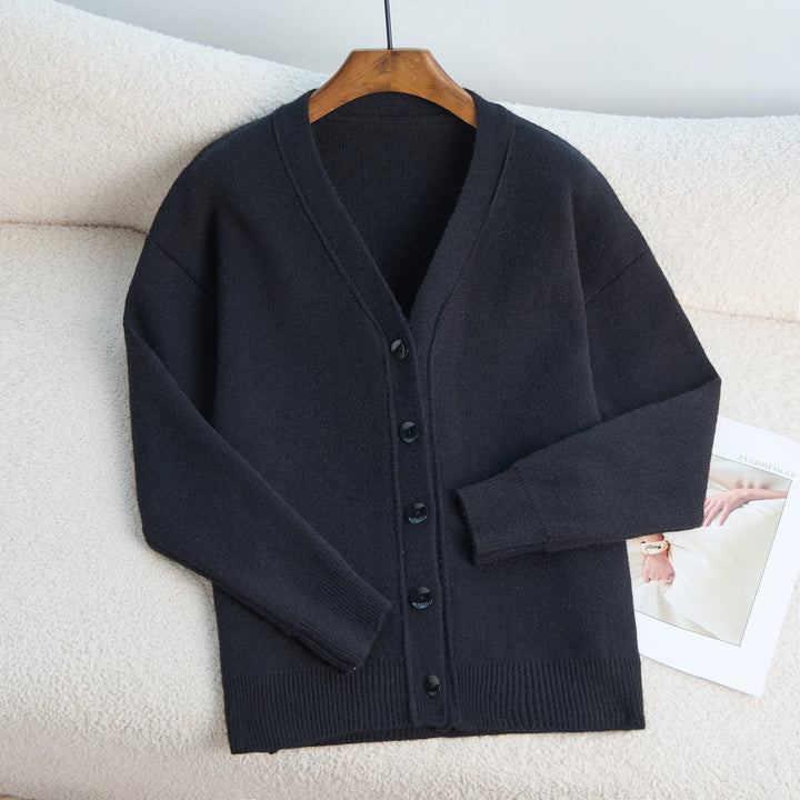 Damen Strickjacke mit V-Ausschnitt und feiner Rippstruktur Drune
