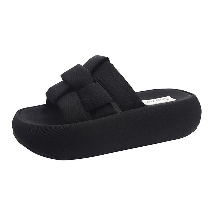 Damen bequeme Platform-Pantoletten mit gekreuzten Riemen Drune