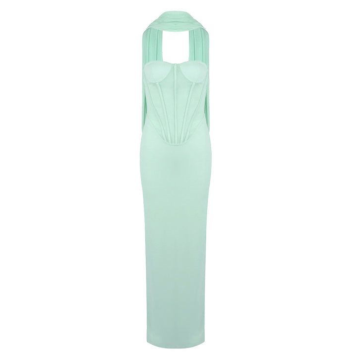 Damen Elegantes Maxikleid mit schulterfreiem Design und raffinierter Bustierpartie Drune