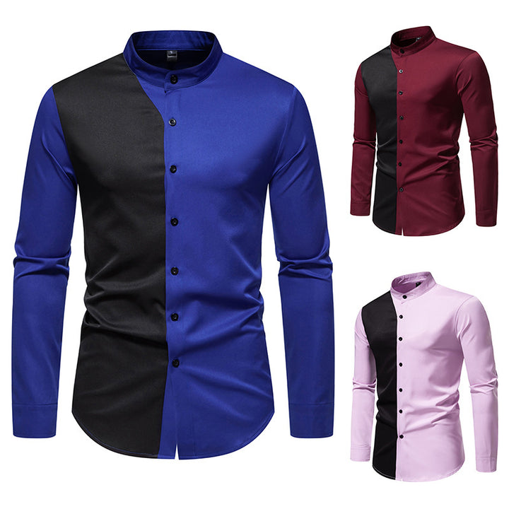 Herren elegantes Langarmhemd mit modernem Farbblockdesign Drune