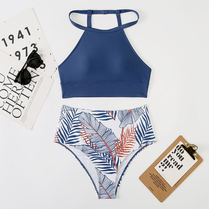 Damen Hochtailliertes Bikini-Set mit stylischem Crop-Top Drune