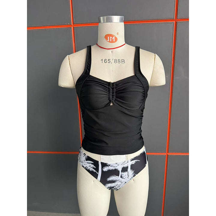 Damen Tankini mit floralem Unterteil und figurformender Raffung Drune