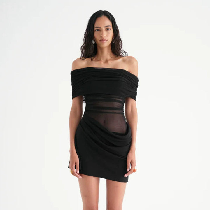 Damen Offshoulder Minikleid mit innovativem Drapierungsdesign Drune