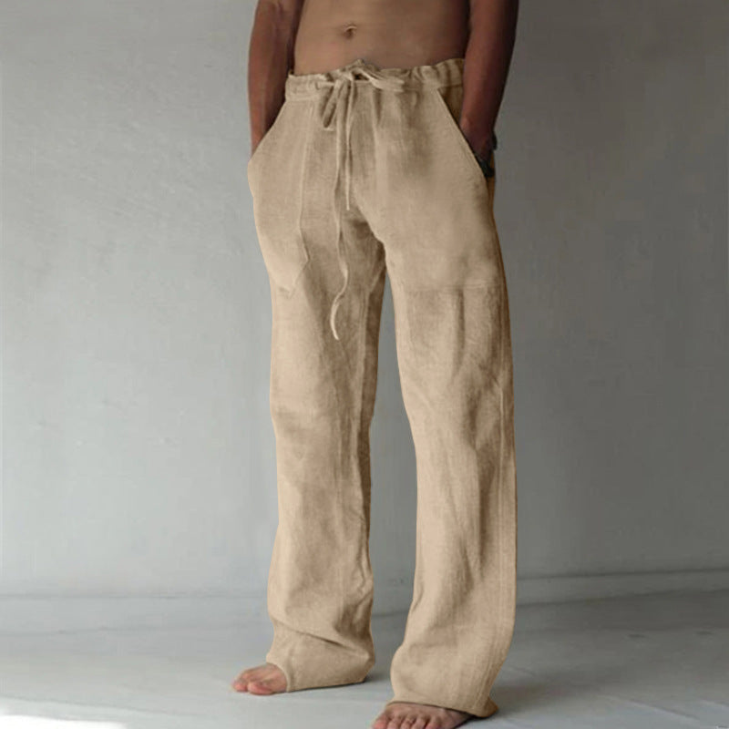Herren nan lockere Leinenhose mit weitem Bein und Kordelzugbund Drune