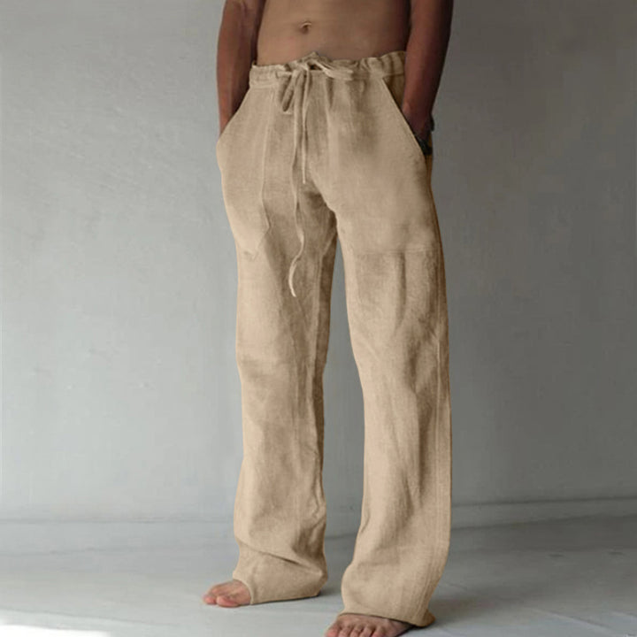 Herren nan lockere Leinenhose mit weitem Bein und Kordelzugbund Drune
