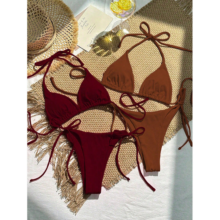 Damen Triangel-Bikini-Set mit regulierbaren Bindebändern und gefüttert Drune