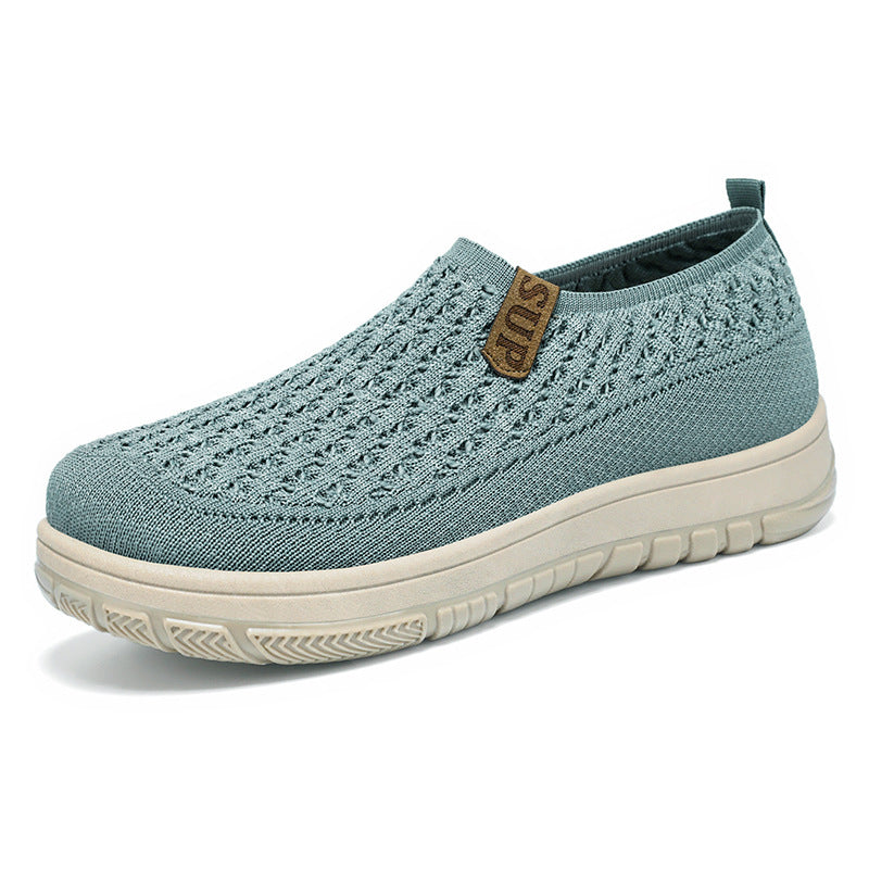 Damen nan gestrickter Komfort-Slip-On-Sneaker mit sockenähnlichem Schaft, atmungsaktiver 3D-Struktur und dämpfender EVA-Sohle Drune