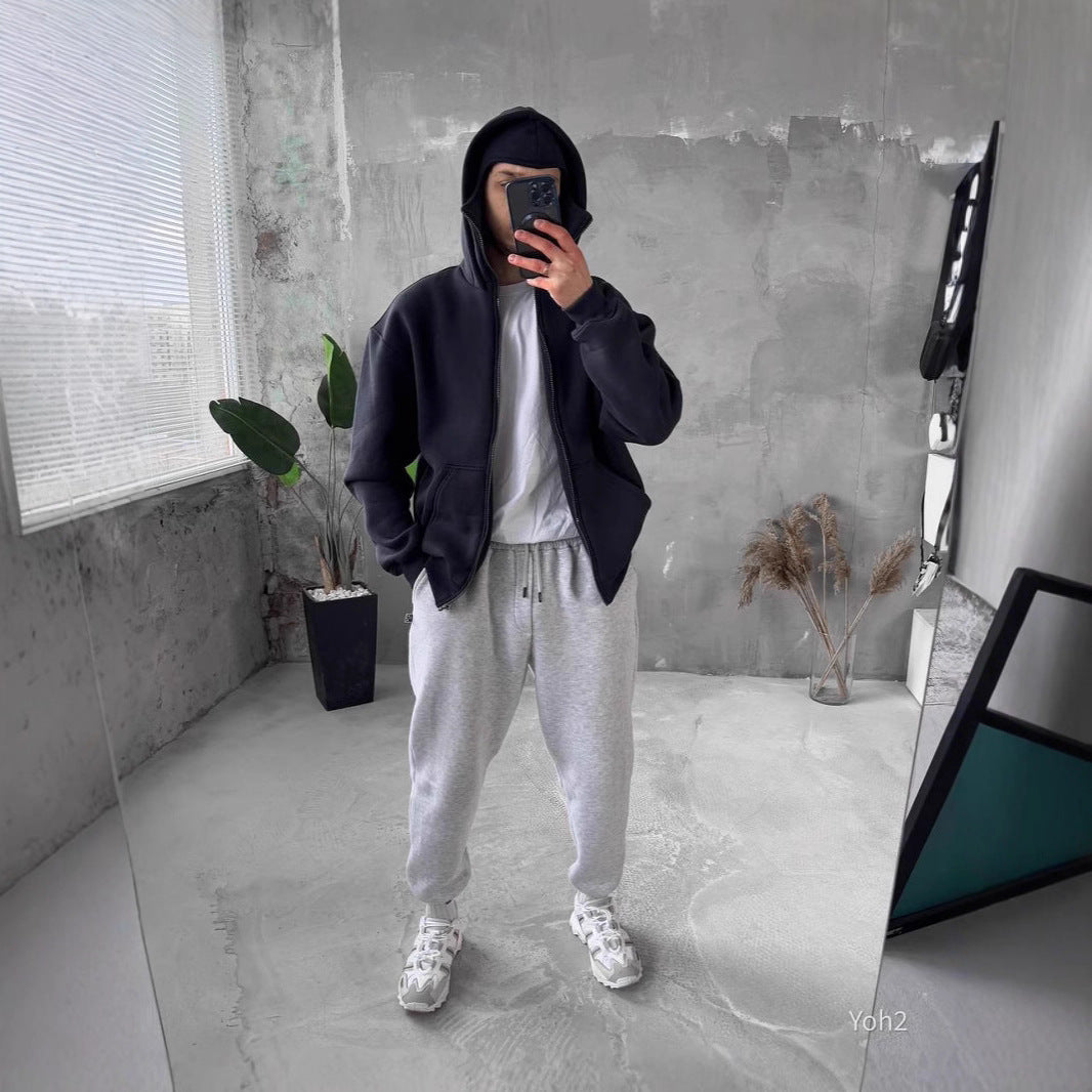 Damen Oversized Kapuzenjacke mit Reißverschluss und Kängurutaschen Drune