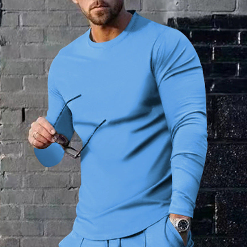 Herren hochwertiges Langarmshirt mit stylishem Rundhalsund und weicher Baumwollmischung Drune
