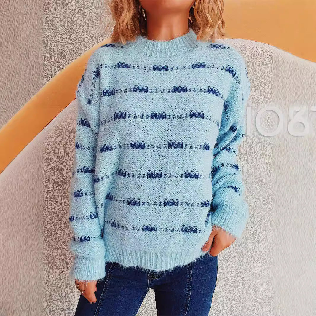 Damen Pullover mit weichem Mohair-Material und modernem Streifenmuster Drune