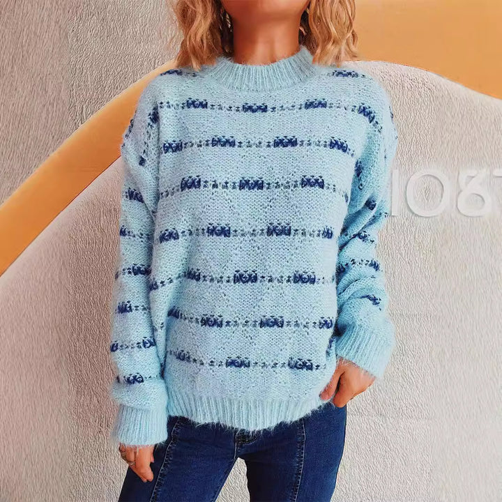 Damen Pullover mit weichem Mohair-Material und modernem Streifenmuster Drune