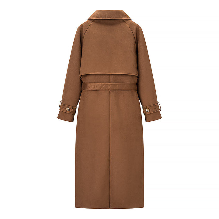 Damen eleganter Trenchcoat mit doppelter Knopfleiste und Gürtel Drune