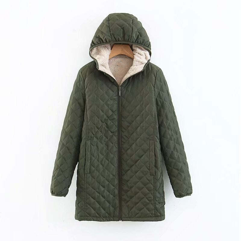 Damen gesteppte Winterjacke mit gefütterter Kapuze Drune