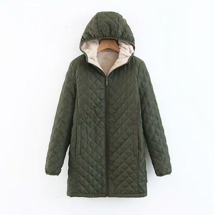 Damen gesteppte Winterjacke mit gefütterter Kapuze Drune