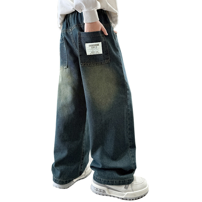 Damen weite Jeans im urbanen Stil mit praktischen Taschen Drune