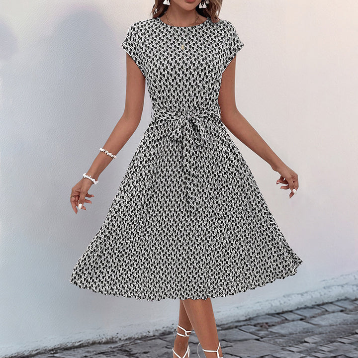 Damen Midikleid mit asymmetrischem Schnitt und modischem Bindegürtel Drune