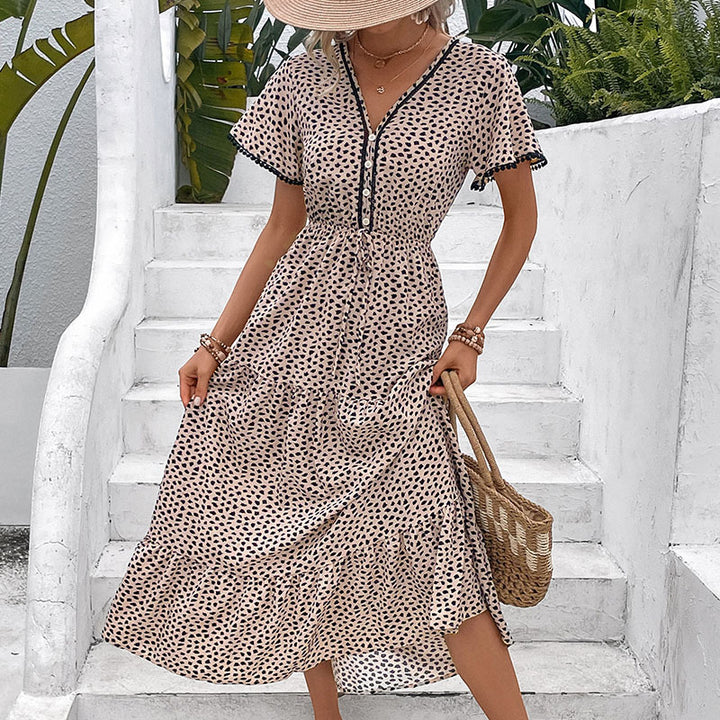 Damen Maxikleid mit Rüschendetails und dezentem Knopfverschluss Drune