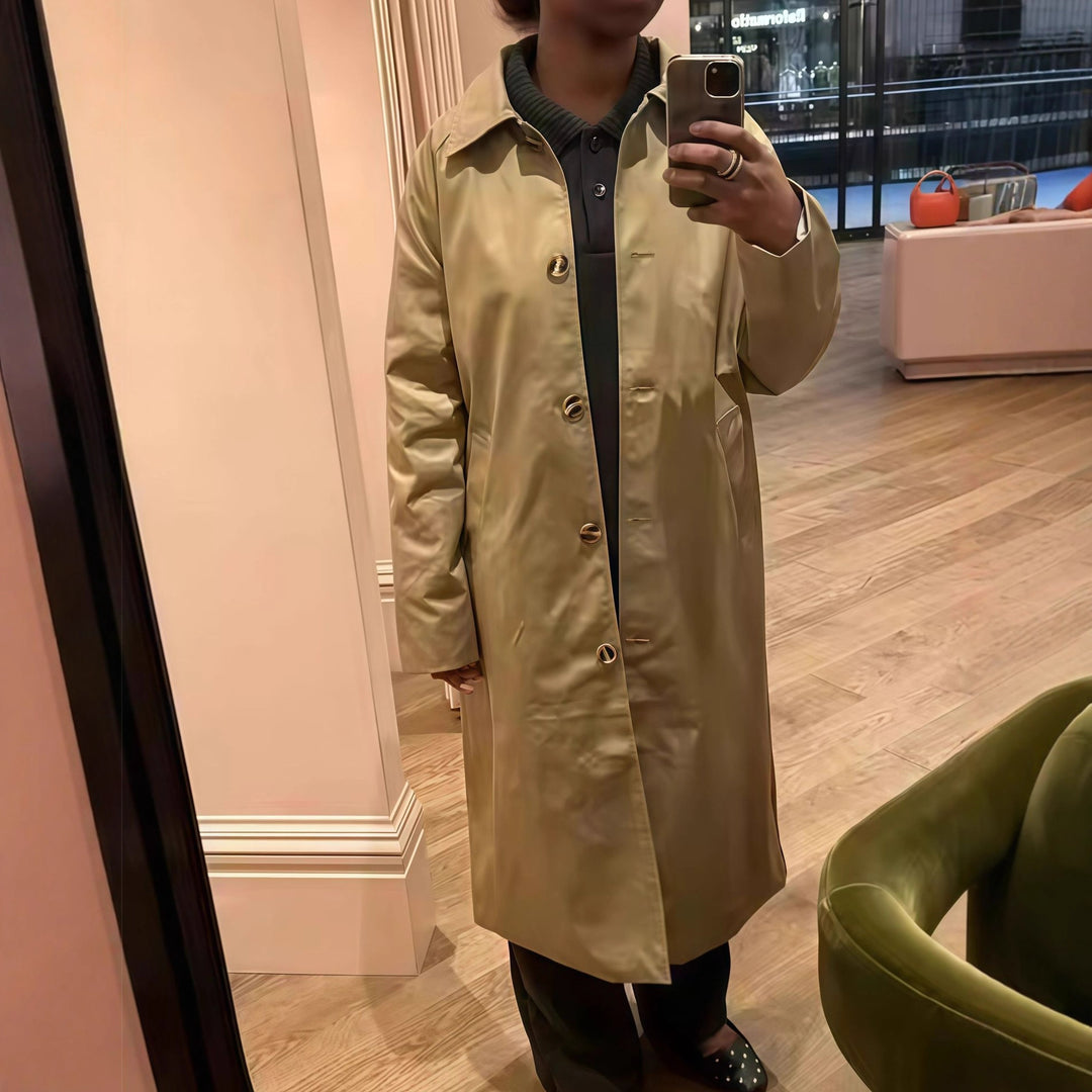 Damen Elegante Trenchcoat mit karierter Innenausstattung und weitgehendem Schnitt Drune