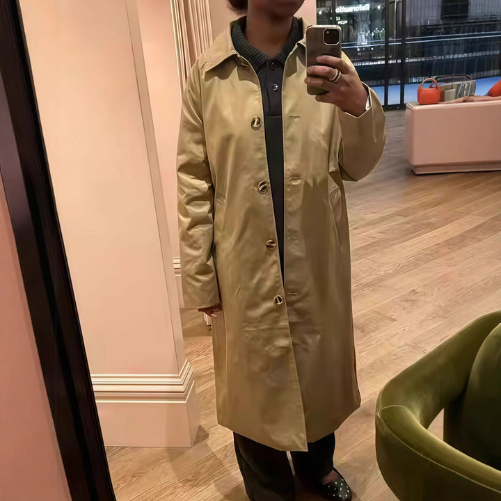 Damen Elegante Trenchcoat mit karierter Innenausstattung und weitgehendem Schnitt Drune
