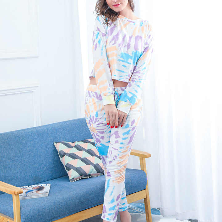 Damen luftiges Lounge-Set mit lässigem Tie-Dye-Muster Drune