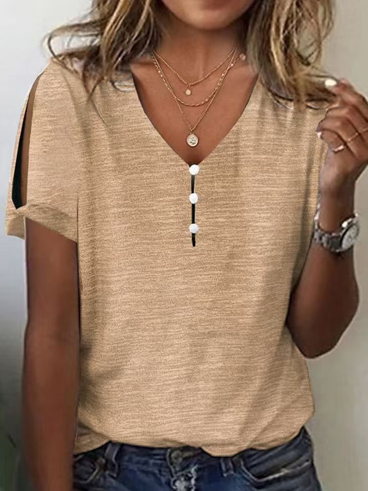 Damen Glitzernde V-Pullover Bluse Drune