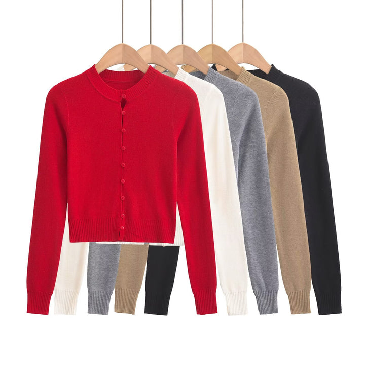 Damen Strickjacke mit modischem Rundhalsausschnitt und eleganter Knopfleiste Drune