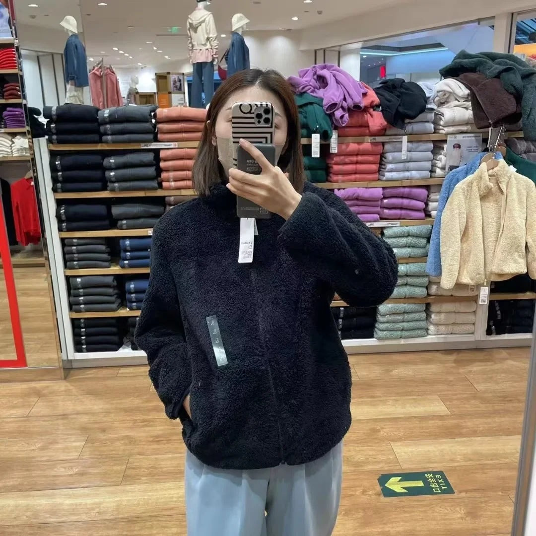 Damen Kuschelige Fleecejacke mit hohem Kragen und Reißverschluss Drune