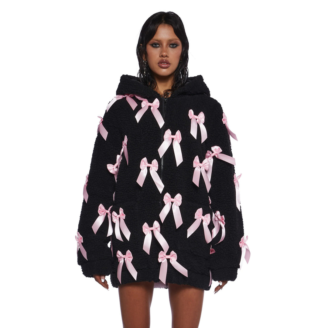 Damen Fleecejacke mit aufwendigen Satinschleifen Drune