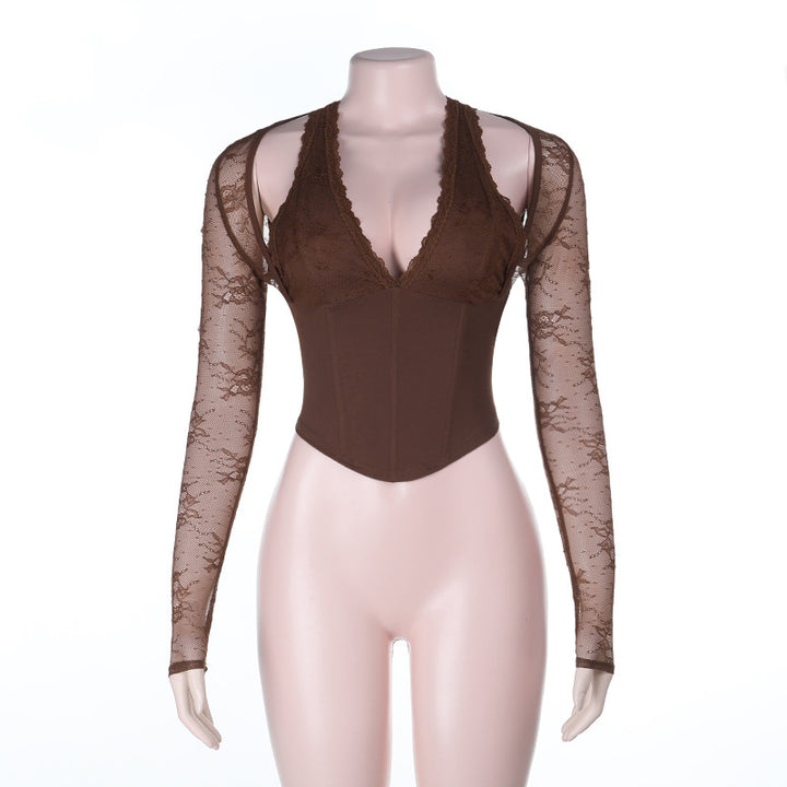Damen Spitzen-Bodysuit mit figurformendem Design Drune