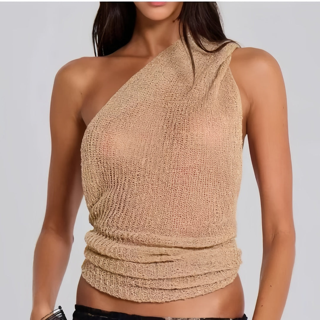 Damen Einseitiges Strickoberteil mit Rüschendetails Drune