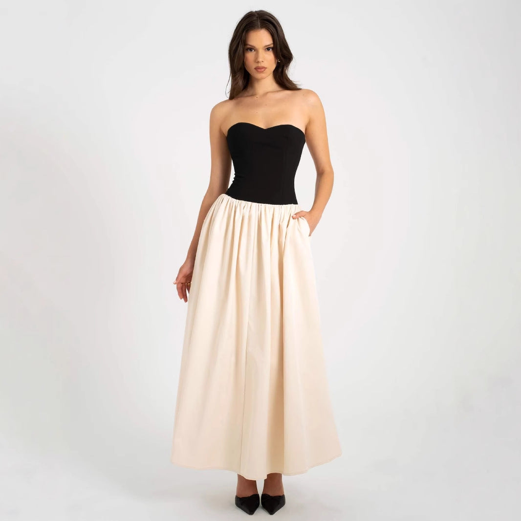 Damen Lange Abendrobe mit Bustier-Oberteil und weit schwingendem Rock Drune