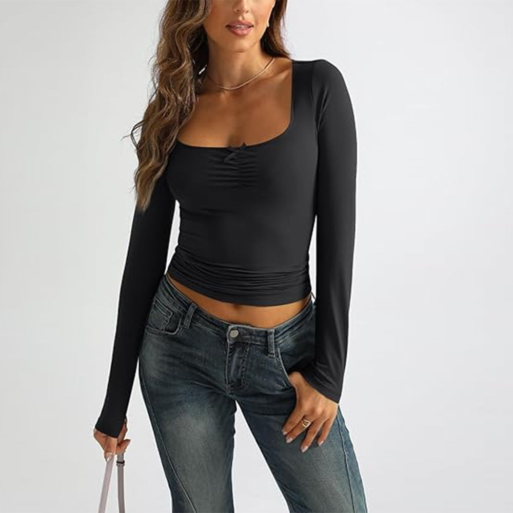 Damen Langarmshirt mit schickem quadratischem Ausschnitt und raffinierten Raffungselementen Drune
