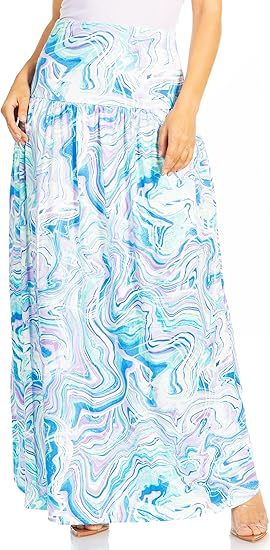 Damen Maxi-Rock mit elastischem Bund und Taschen Drune